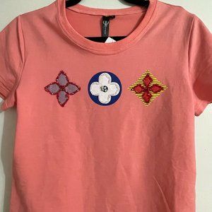 Pink Women T-Shirt with cute beads detailing.